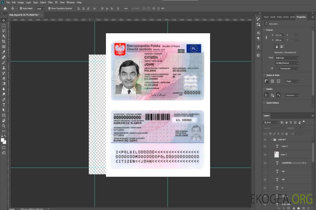 Carte d'identité de Pologne 2023-présent template Carte d'identité de Pologne 2023-présent template